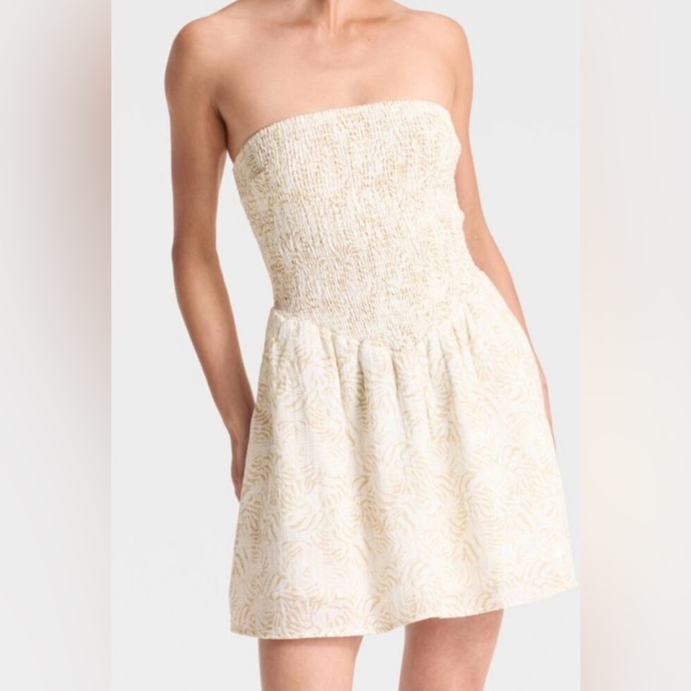 a new day Strapless Smocked Mini Dress in Cream